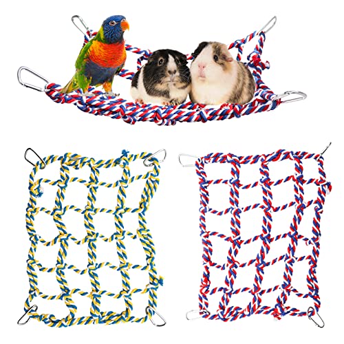 2-Pack-Colorful-Bird-Rope-Net-Rat-Climbing-Rope-Net-Pet-Hanging-Hammock-Bird-Ladder-Rope-Bridge-Small-Animal-Rope-Net-Toy-Cage-Decor-Accessories-for-Rat-Hamster-Bird-Ferret118-inches