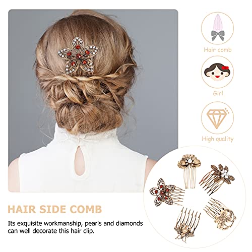 Minkissy 5Pcs Women Hair Clip Comb, Retro Gold Hair Side Comb Decorative Hair Comb For Bridal Wedding #TOP7