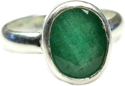 Anillos de plata de esmeralda natural para hombre de 7 quilates con piedras preciosas curativas astrológicas en talla 4-13