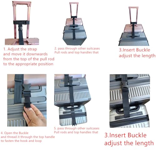 Image of Luggage Connector Straps for Connecting Your Luggage Together，T-Type and Normal Luggage Connector Straps Heavy Duty Adjustable Travel Accessories(2 PcsBlack)