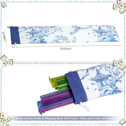Set bolsa mahjong vacío 3 pzas azul Chinoiserie miniatura 6