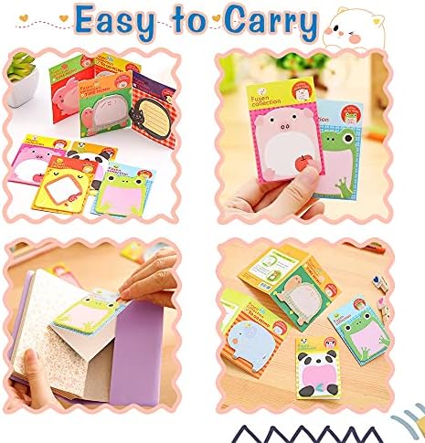 8 Pads Cute Sticky Notes - Animal Sticky Notes, Cartoon Sticky Notes Funny Sticky Notes Cute Note Paper for Kids, Novelty Animals Shaped Sticky Notes Mini Sticky Notes Set for School Home Office Memo