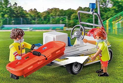 Playmobil 71204 Véhicule de Secours - City Life - Les Secours - Equipements de Secours et Deux secouristes - Intervention sur Un Terrain de Foot - Ville & Métiers - Dès 4 Ans