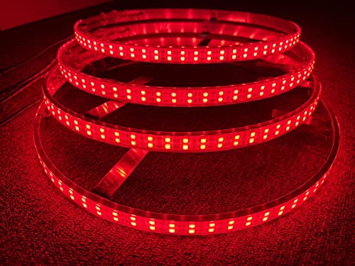 Sando Tech 17.5'' Pure RED DOUBLE ROW LED Wheel Lights Solid Color IP68 Waterproof Brightest Wheel Ring Lights Rim Lights Tire Lights Strobe Function Switch Ctrl Light Up for Car Truck Offroad