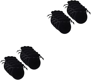 Healeved 40piezas Bolsitas De Franela Cordón Para Joyería De Almacenamiento Elegante Para Accesorios y Color Negro Para Bodas Cumpleaños y Eventos Especiales