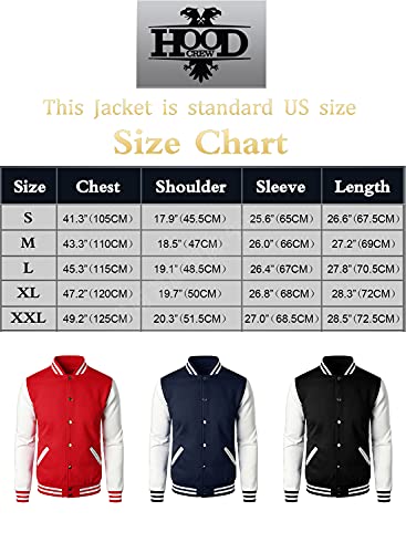 Buy HOOD CREW Man's Varsity Baseball Jacket Cotton Blend Letterman