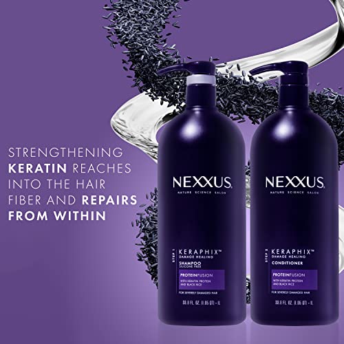 Nexxus Keraphix Shampoo For Damaged Hair With Proteinfusion Keratin Protein, Black Rice, Silicone-Free 33.8 Oz #TOP2