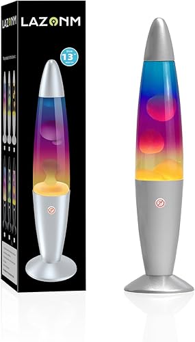 Lámpara de magma arcoíris con base plateada para adultos y niños como luz nocturna, lámpara de movimiento líquido de 13 pulgadas, decoración