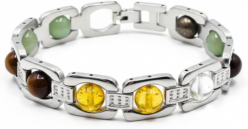 Arihant Gems And Jewels® Original Certified Dhan Yog Bracelet 8 Mm Beads I Energy Healing Adjustable Crystal Jewelry For Men & Women I Attract Wealth, Prosperity & Success For Men & Women Size 7.5 Inch.