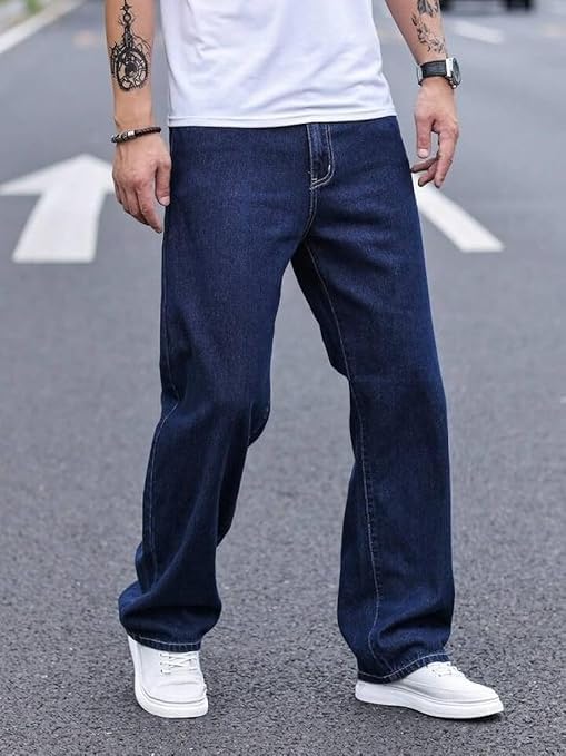 CABRRR Men’s Dark Blue Baggy Jeans - Image 2