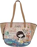 Anekke - Bolso Shopper de Mujer - Bolso de Mano Mediano Polipiel con 2 Asas y Bolsillos - Cierre de Cremallera - Colección Mediterranean - Accesorios y Complementos de Mujer - Medidas 40x28x11 cm