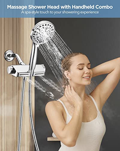 Makefit Filtered Shower Head With Handheld Combo - Dual 2-In-1 Spa System With Massage And 10 Modes Hand Held Shower Head, High Pressure, Buit In Power Wash Mode (Chrome) #TOP1