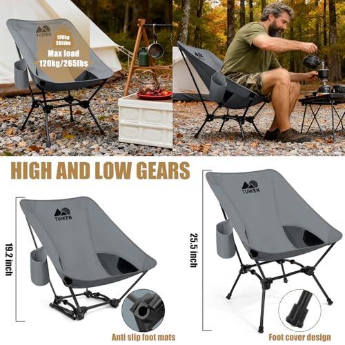 Image of Ultralight Camping Chair Backpacking Chair, Portable Camp Chair with Cup Holder & Storage Bag, Lightweight Compact Folding Chair for Hiking, Travel, Picnic Mountaineering-Grey