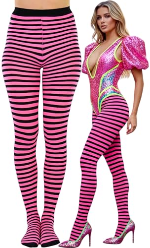 Image of ToBeInStyle Women's Thin Horizontal Stripe Opaque Tights Pantyhose - Regular or Plus