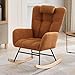 STMHOM Teddy Fleece Nursery Rocking Chair, Upholstered Baby Glider Rocker with Soft Seat & High Backrest, Modern 300 Lbs Weight Capacity Accent Recliner for Living Room, Bedroom & Nursery