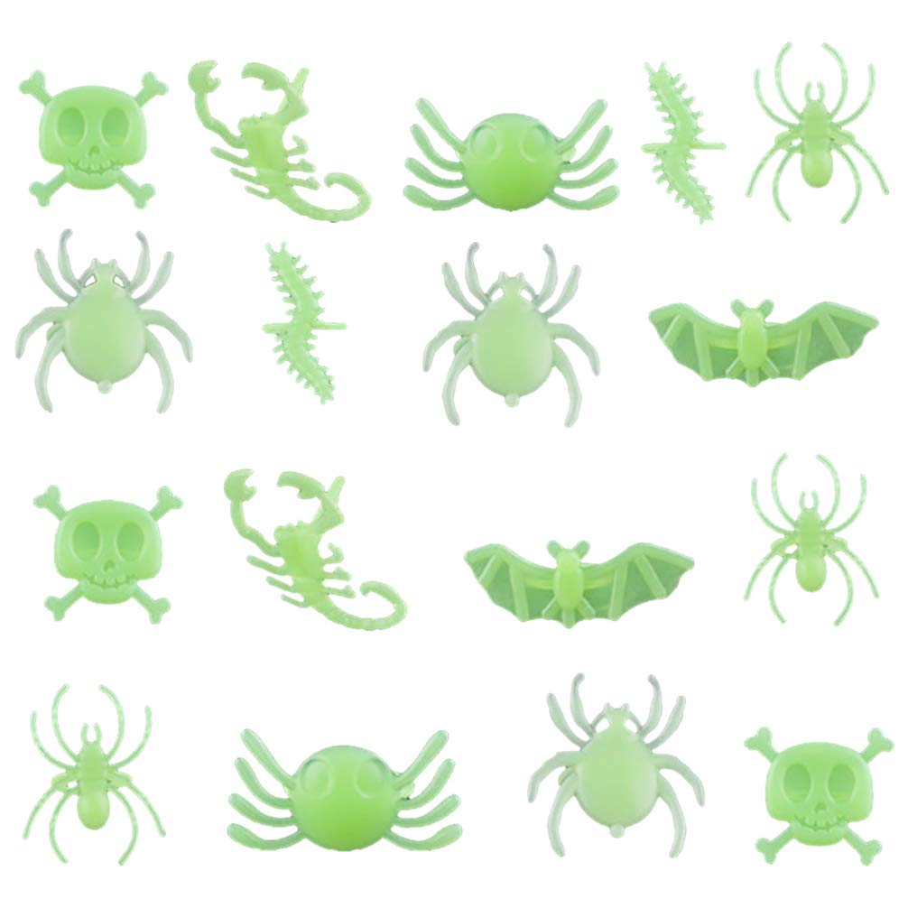 Amosfun48pcs Halloween Glow in The Dark Bugs Ring Plastic Bugs for Halloween Party Favors and Decorations