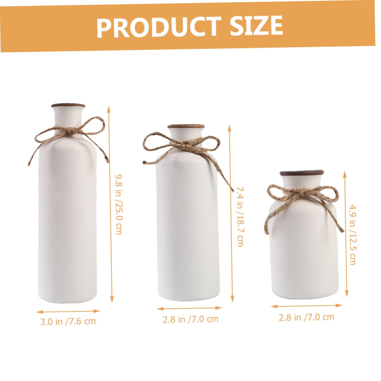 Set 3 Vasi in Ceramica per Fiori, Decorazione Semplice ed Elegante per Interni, Vasi Moderni per Arredamento Casa e Regalo