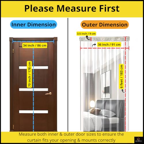 Image of Qlarity Covers 2mm Thick PVC Strip Door Curtain | 36 (16X20) inch 2pcs Wide Metal Hanger X 6Ft Long | 5 Strips,8.5 Inches Wide Vinyl | for Home, Office, Balcony, Bedroom (Transparent)