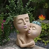 Dolkgy Face Planters Pots Head Vase, Head Planter for Indoor Outdoor Plants, Unique Flower Pots with