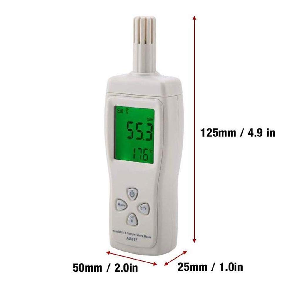 Misuratore di temperatura e umidità, termometro, igrometro, punto di rugiada e temperatura del bulbo umido, batteria inclusa