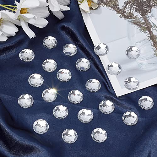 FINGERINSPIRE 60 Stück 20 mm flache Rückseite runde Acryl-Strasssteine mit Behälter, klare, selbstklebende Kristallkreise, Edelsteine, funkelnde Kunststoffaufkleber für Kostüme, Cosplay, Juwelen,
