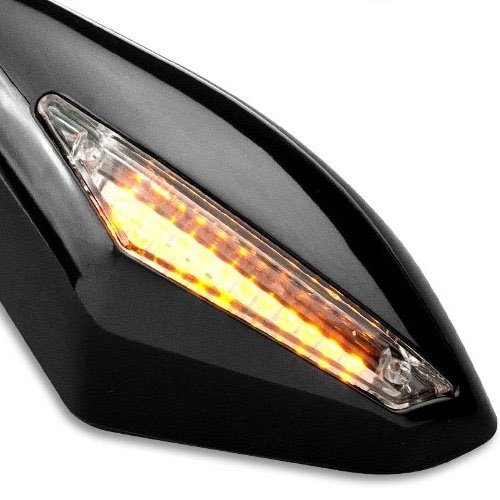 Zyhw Universal Motorcycle Side Amber Led Turn Signal Rearview Mirror Integrated Marker Light Blinker Indicator Black Racing Pair For Suzuki Sv650 Katana 600 750 Gsx600F Gsx750F #TOP1