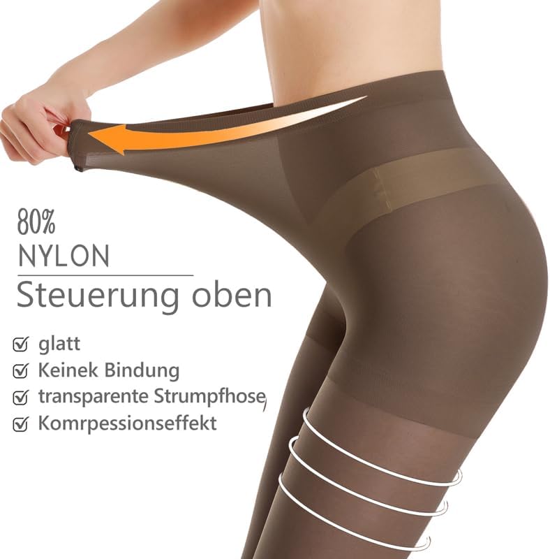 2 Pack Women's Sheer High Waist Tights-20D with Support and Reinforced Toes Pantyhose - Image 2