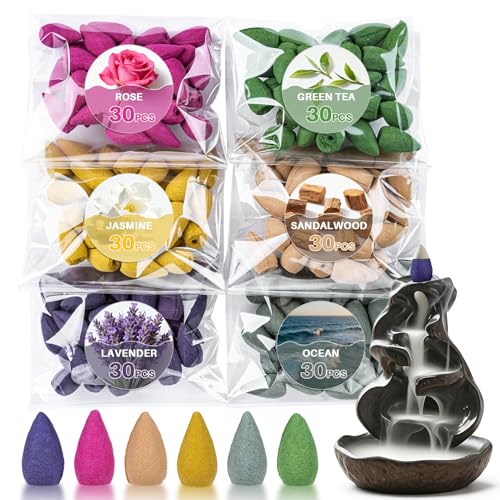 RAINLOW 108 PCS Backflow Incense Cones for Waterfall - Cone Incense Variety
