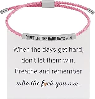 Dont Let The Hard Days Win Bracelet for Women Adjustable Handmade Braided Bracelet Stainless Steel Tube Engraved Inspirational Bracelet for Women Men Inspirational Jewelry Gifts