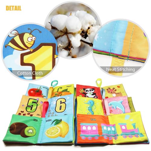 Image of teytoy My First Soft Book,Nontoxic Fabric Baby Cloth Books Early Education Toys Activity Crinkle Cloth Book for Toddler, Infants and Kids Perfect for Baby Shower -Pack of 6