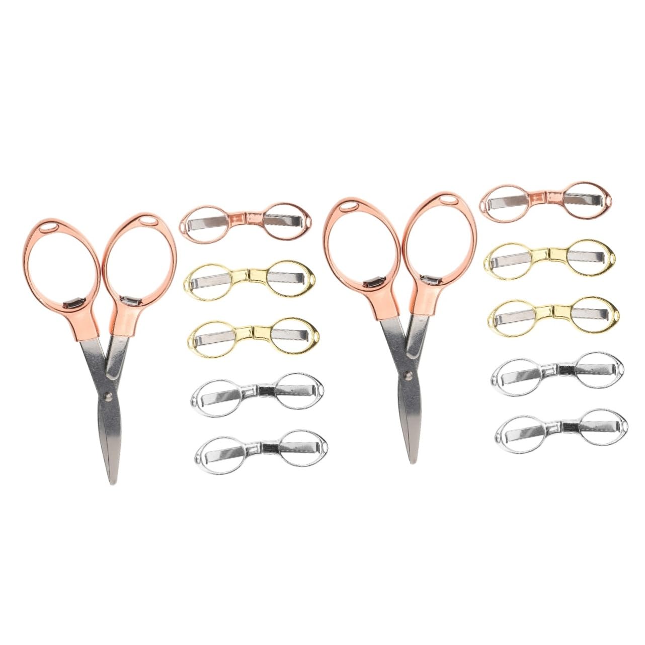 Lurrose 12stücke Faltbare Scheren Aus Metall Ergonomische Tragbare Kleine Bastelscheren Für Zuhause Reisen Und Handarbeiten Roségold