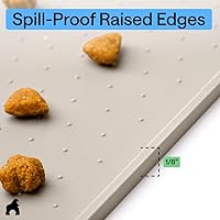 Vista 7 de GORILLA GRIP Alfombrilla de alimentación para mascotas 100% impermeable con bordes elevados de silicona libre de BPA, alfombrillas para comida