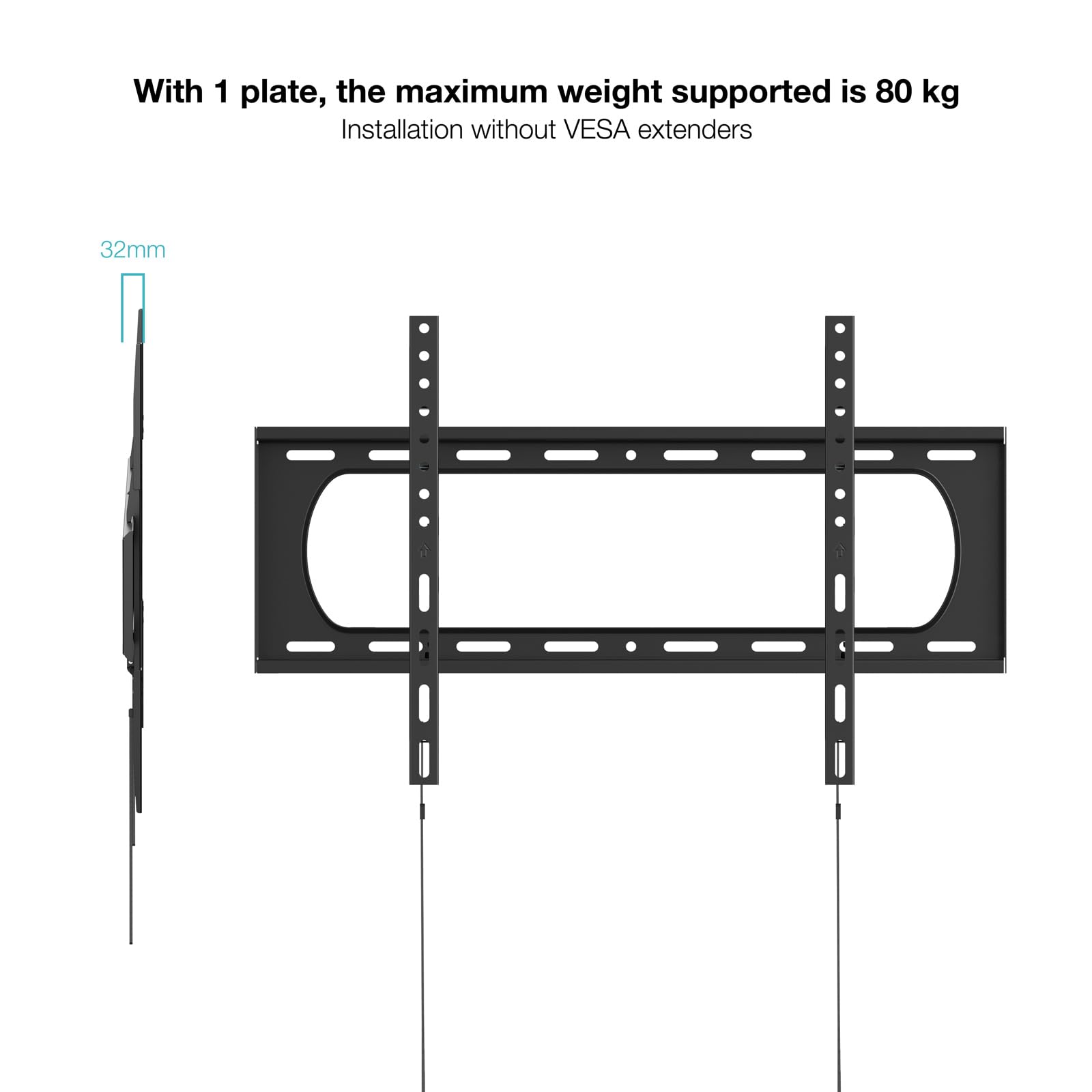 TOOQ LP37140F-B - Soporte Modular Fijo de Pared para Pantallas 37”-140”, Negro