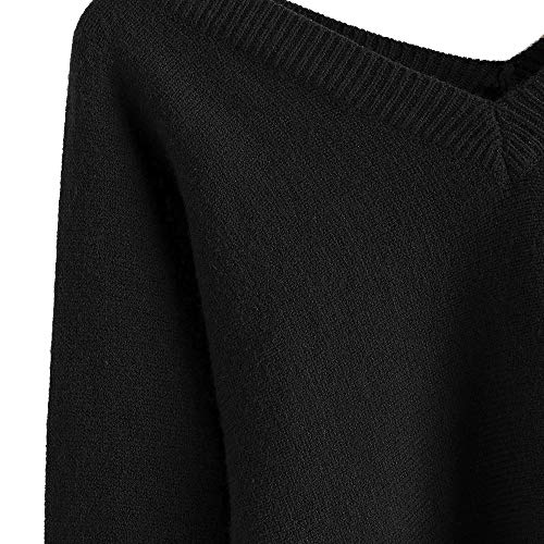 Image of ZAFUL Women's Cropped Sweater V-Neck Long Sleeve Pullover Jumper Knit Top | Crop Length, Ribbed Knit, Double V design, White sweater, Raglan sleeves, lantern sleeve, Fall & Winter, Loose fit, Oversized