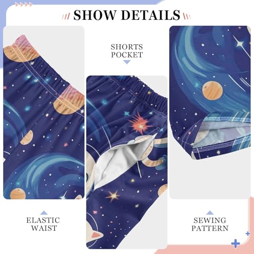 Cute Cats Space Boys Pants Girl Sleep Pants Long Trousers Elastic Waist Lounge Bottoms S4