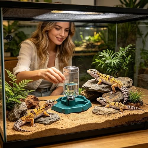 Wasserspender für Reptilien, 2- in- 1, Futterschale und Wasserschale für Galapagos, für Haustiere, Eidechsen, Schlangen, Frösche, Wasserschildkröten und Landschildkröten, Terrarium-2