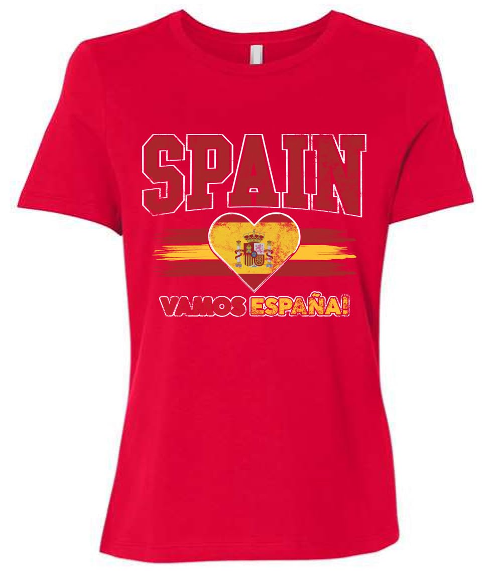 Flag Heart Soccer Fan | Women's Novelty Shirt | Game Day Gift for Her Premium T-Shirt Spain X-Large