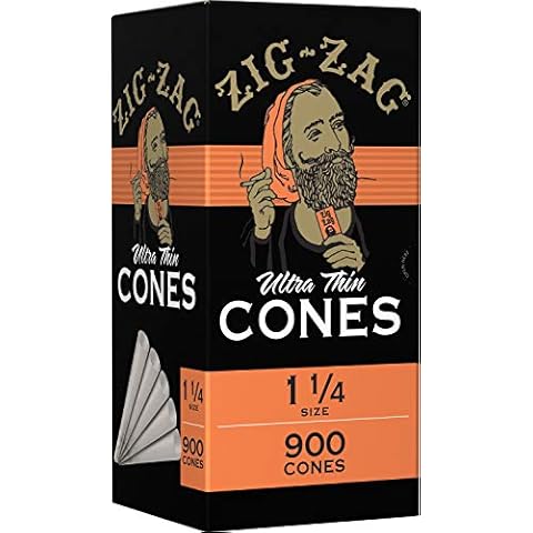 Zig-Zag Pre Rolled Cones - Ultra Thin Pre Rolled Rolling Papers - Bulk Pre Roll Cones for Easy Filling - 1 1/4 Size - 900ct - Prerolled Cover