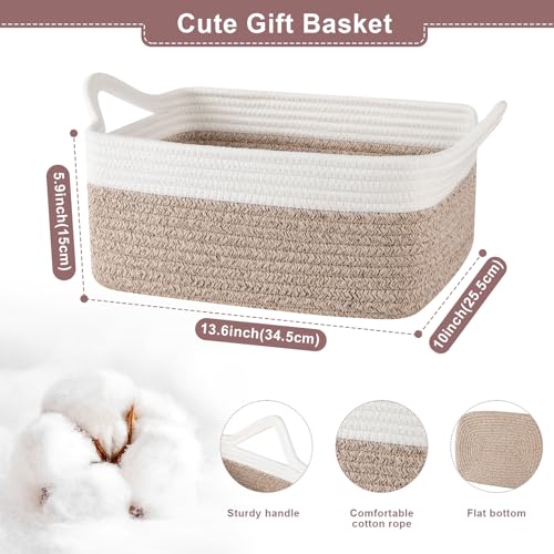 Image of OIASKET Gift Basket Empty with Handle, Small Woven Baskets for Gifts Empty | 13.6 inchx10 inchx5.9 inch, Baby Shower Toy Storage Baskets, Dog Toy Storage for Organizing, with Gift Bag Ribbon Tissue Paper