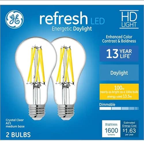 GE Refresh LED 100 watt Equivalent A21 Daylight Dimmable LED Bulb (2 Pack)