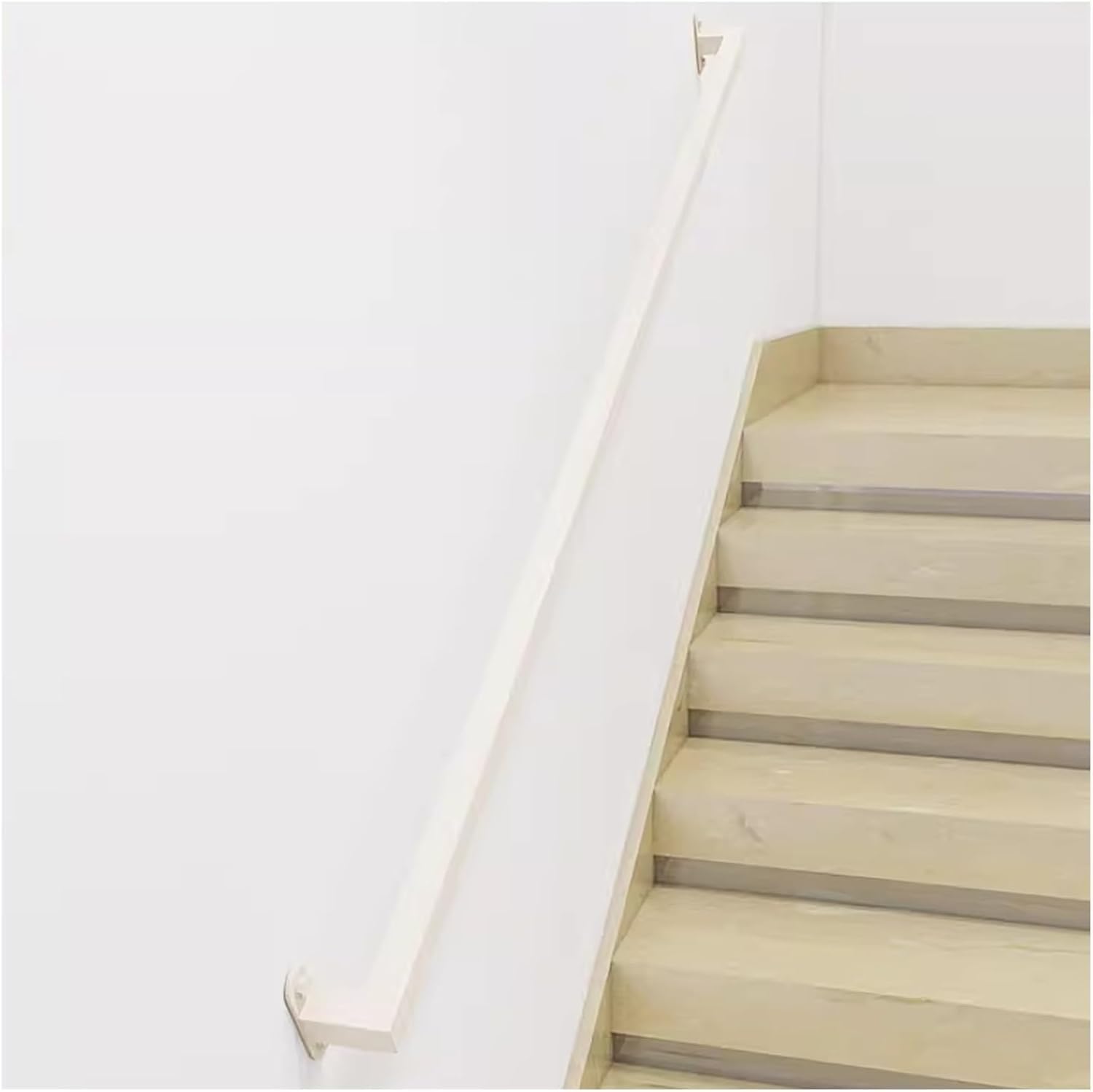 Jiajujia White Stair Handrail Metal Railing Grab Bar Kit, Wrought Iron Wall Support Hand Rail For Lofts/Home/Hotel/Villas