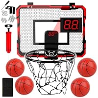 Basketballkorb Indoor für Kinder, Mini-Basketballkorb mit 4 Bällen, Basketball Korb im Zimmer Wandmontage mit Elektronische Anzeigetafel, Basketball Korb fürs Zimmer Tür für Jungen Outdoor Indoor