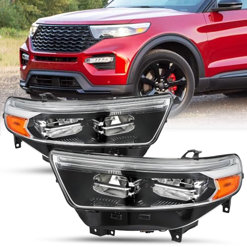 SOCKIR LED Headlight Assembly w/DRL Fit for 2020-2024 Ford Explorer XLT Limited OE Style Headlamp Replacement Passenger and Driver Side Pair