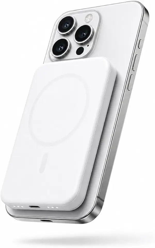 Power Bank Magnético 10.000mAh Premium Com Indução, Carregador Portátil Ultra Rápido, Design Compacto E Elegante, Compatível Com MagSafe E Capinha Magnética (Qi) - Branco