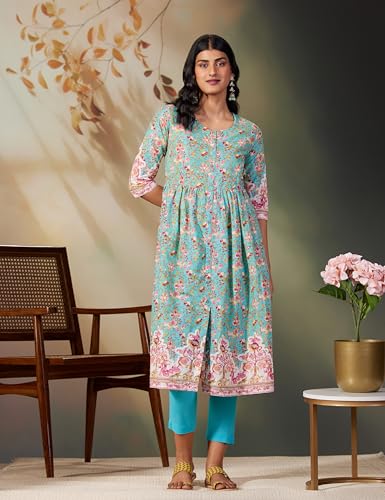 Image of BIBA Women Biba Women Cotton Regular Suit Set(SKDSKD8078E Pink S)