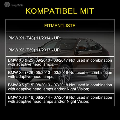 TangMiGe Nebelscheinwerfer Kompatibel mit BMW X1 X2 X3 X4 X5 X6 (F48 F39 F25 F26 F15 F16), 2010-2019, nicht in Kombination mit adaptiven Scheinwerfern verwendet, 1 Paar (Schwarz Smoke)