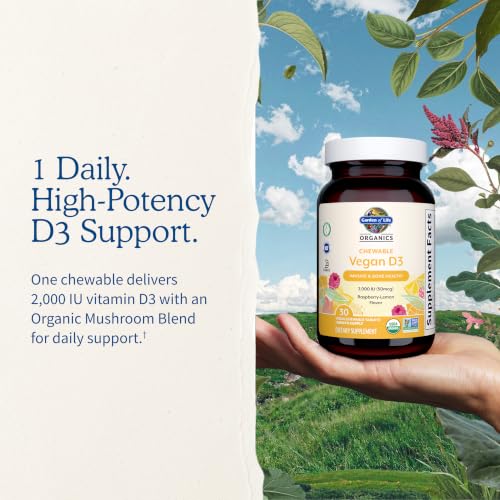 Garden of Life Organics Vegan D3 Chewables, Raspberry Lemon Flavored, 30ct - image 8