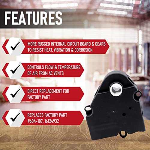 Image of HVAC Air Blend Door Actuator - Replaces 604107, 16124932, 16177412, 604-107 - Compatible with Chevy, GMC Vehicles and More - Tahoe, Monte Carlo, Corvette, Malibu, K1500 Suburban, Yukon, Regal