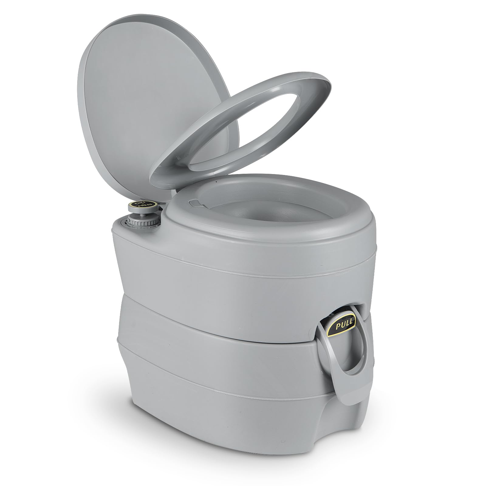 GOPLUS Toilettes Sèche Portable, Réservoir Eau 12L, Eaux Usées 20L, Pompe de Chasse d'eau, Supporte 150kg, Compacte à Double Sortie pour Camping, Pêche, Bateau,45 x 40 x 42 CM