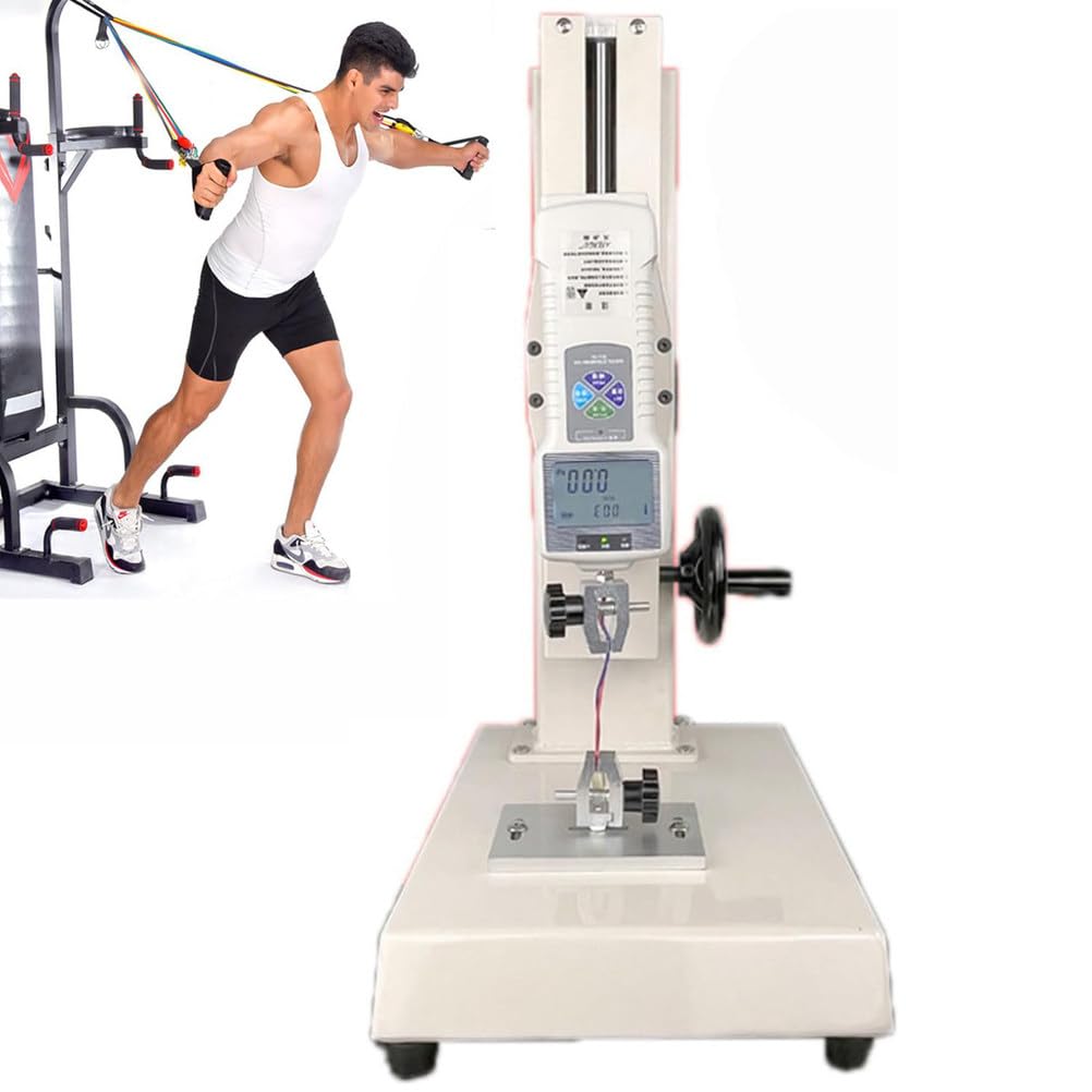 10-1000N Digital Force Gauge Push Pull Gauge with Force Gauge Stand Wheel-Operated Manual Push Pull Test Stand Stroke 300mm with Digital Scale for Tension, Compression Test,1000N